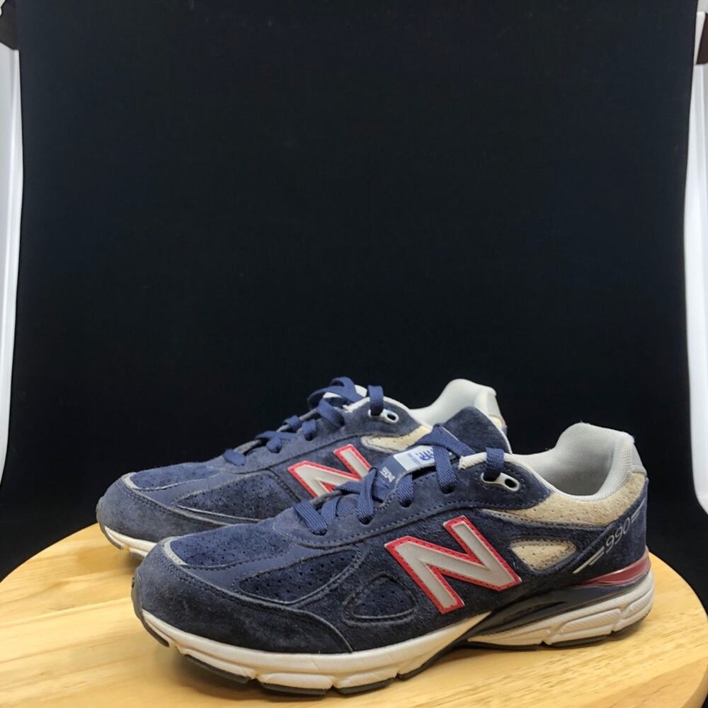 New Balance Kids 990v4 Running Suede Navy Gray KJ9904TG Size 7 - Picture 2 of 10